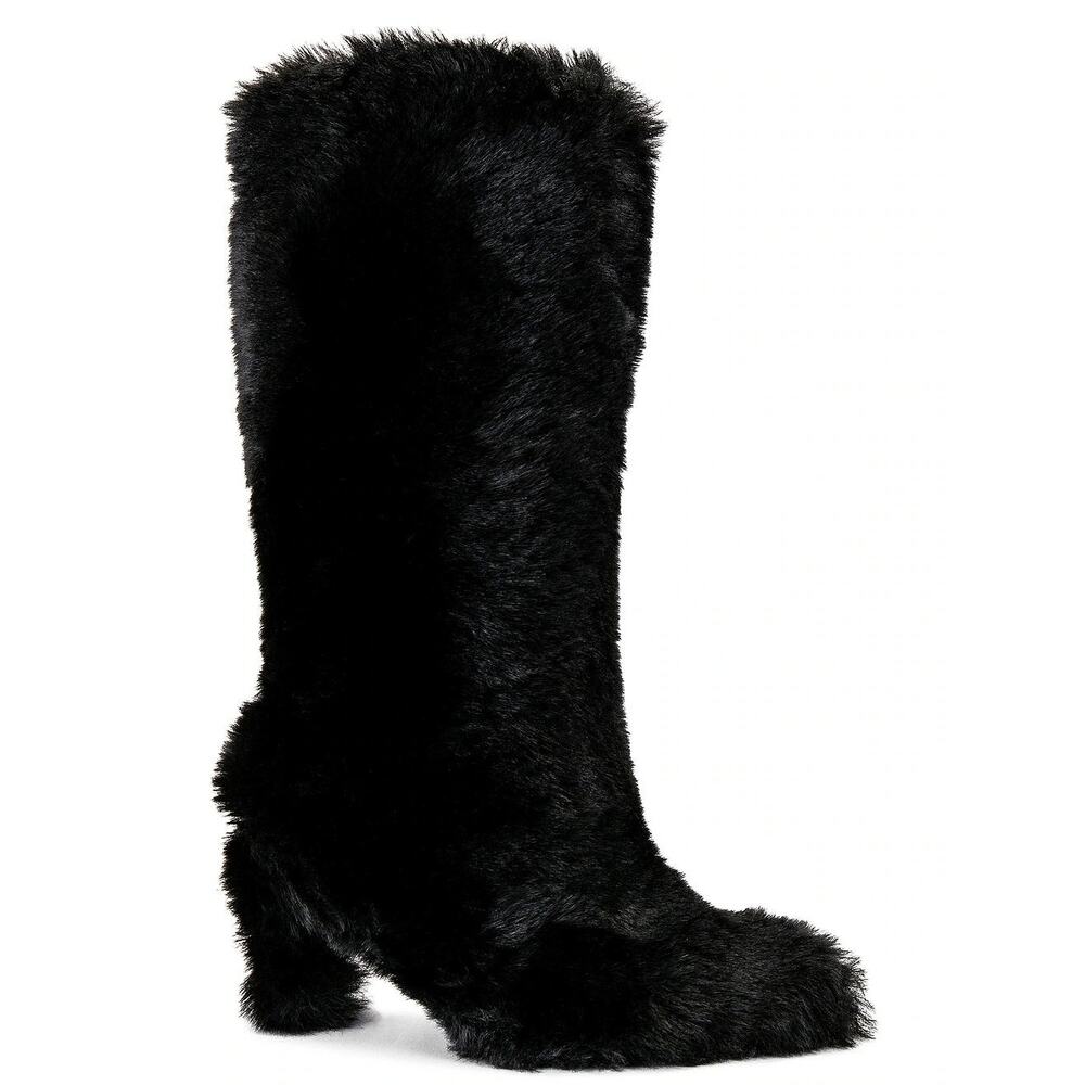 Jeffrey Campbell Fuzzie Heeled Boots Faux Fur Festival Preppy Fall Winter 8.5M
